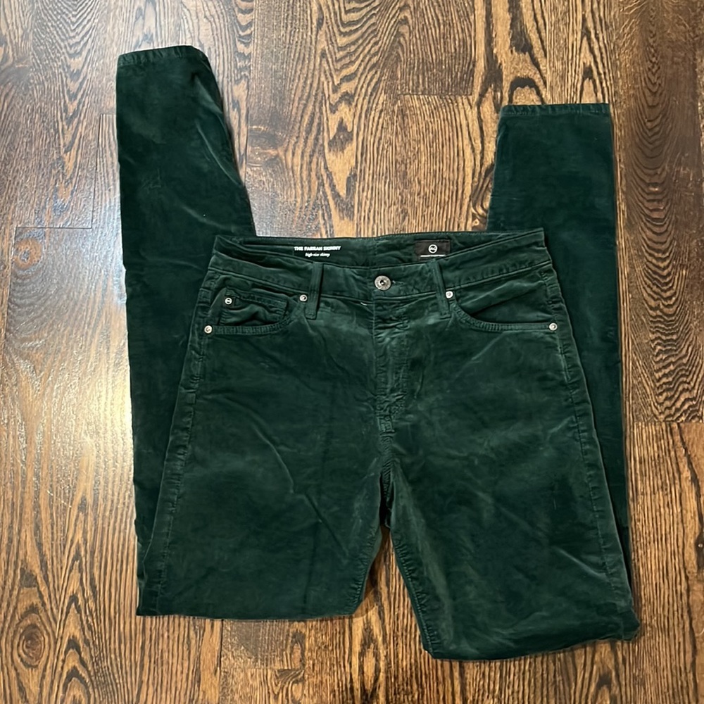 AG Green Velvet Farrah Skinny pants